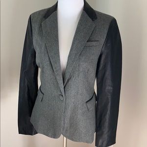 Mixed media herringbone blazer
